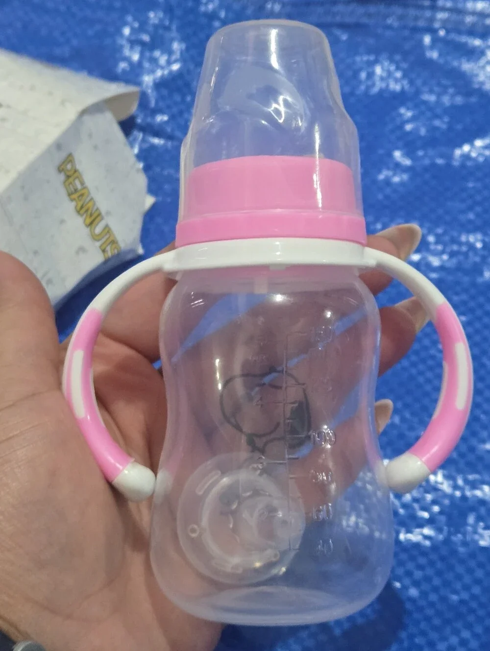Peanuts Snoopy Pink Kids Feeding Bottle with Handles